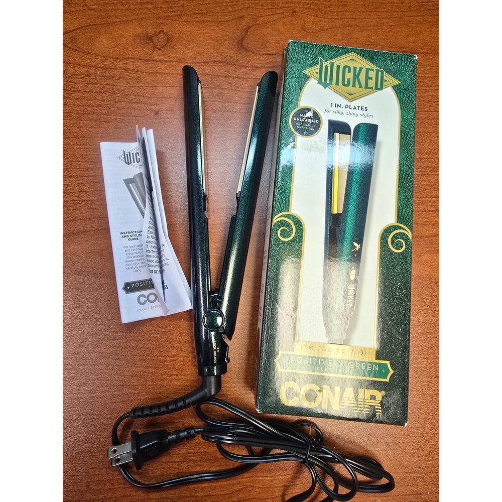 Conair Wicked Positively Green 1 Inch Flat Iron Hair Straightener Open Box - Picture 2 of 2